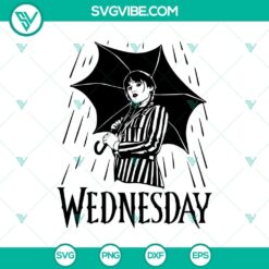 Wednesday Addams with umbrella SVG design, perfect for Halloween crafts and decorations.