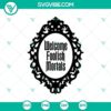 Welcome Mirror SVG showing Halloween themed designs - Boo, Witch SVG for spooky crafts and decorations.