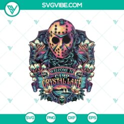 Camp Crystal Lake & Jason Voorhees horror movie themed SVG design for digital projects.