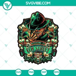 Elm Street SVG with Freddy Krueger design, perfect for horror movie fans.