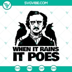 Scary Halloween SVG featuring Edgar Allan Poe, crow, and rain design for raglan shirts. Perfect for Halloween crafting projects.