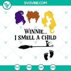 Halloween-themed Winnie I Smell a Child Witch SVG design from Hocus Pocus for digital crafts and apparel.