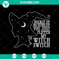 Witch Buckle Up Buttercup Halloween SVG design with Scary elements for Oct 31 celebration.