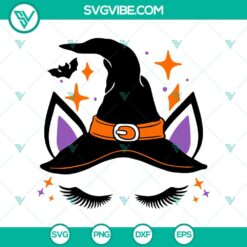 Halloween themed Witch Hat Unicorn, Bat SVG design for digital use. Perfect for Halloween projects and crafts.