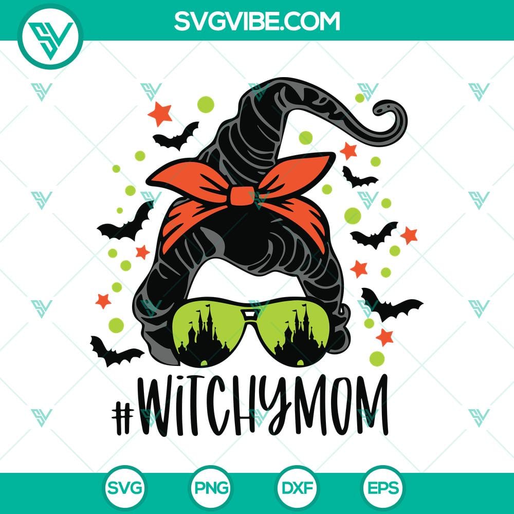 witchy-mom-svg-messy-bun-witch-svg-halloween-svg.jpg Witchy Mom SVG with Messy Bun Witch design for Halloween. Ideal for crafting projects.