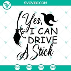 Halloween-themed SVG with text "Yes, I Can Drive A Stick" and "Oct 31" surrounded by scary elements. Great for Halloween designs.