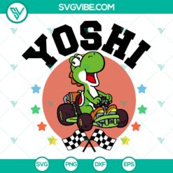 Yoshi Mario Kart SVG featuring a cute dinosaur racer - ideal for crafters and gamers.