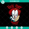 Half Pennywise SVG design with horror characters for Halloween, featuring a spooky and floating aesthetic. Ideal for horror-themed projects.