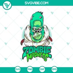Zombie Madness SVG with Halloween theme, creepy Zombie SVG for graphic design projects.