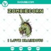 Zombie Unicorn I Love Brainbows SVG with horror, Halloween, scary themes. Perfect for funny and spooky designs.